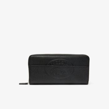 Lacoste Croco Crew Grained Leather Zip Wallet Dámské - Peněženka Černé | CZ-eYJNlM